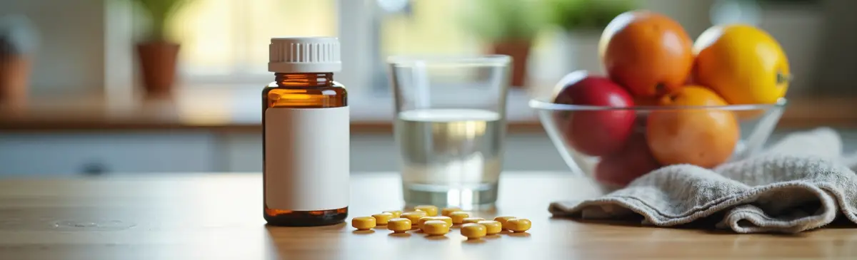 image of medication and a bowl of fruit