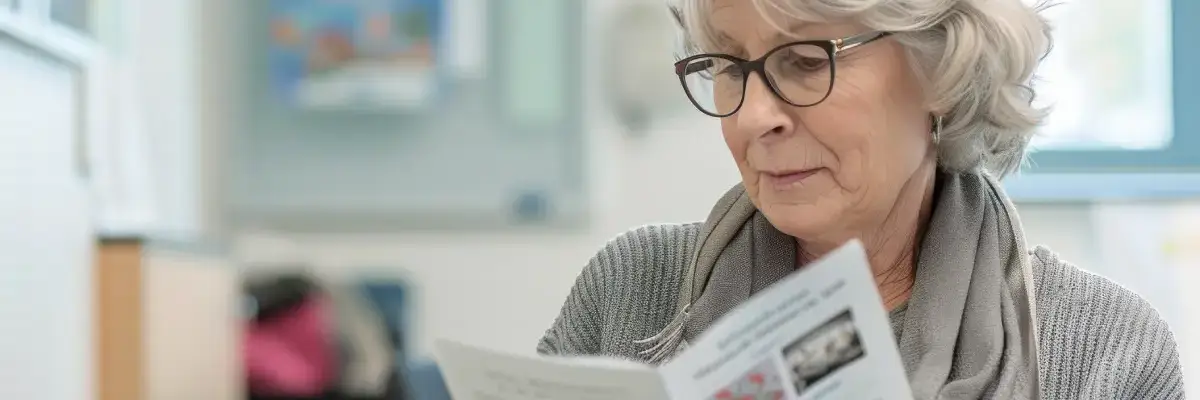 image of a woman reading a leaflet